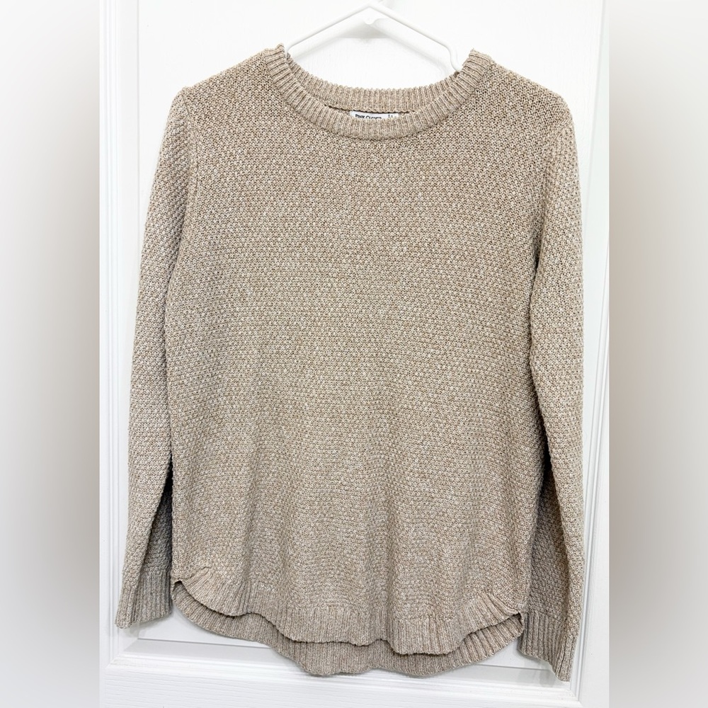 Pink Clover Oatmeal Knit Sweater Women’s Large Chunky Crewneck Neutral